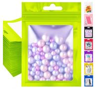 Plaphy 100 Sacchetti Mylar in Alluminio Richiudibili con Finestra, Bustine Mylar con Zip per Alimenti, Buste Ermetiche per Confezionamento e Conservazione Alimentare (Verde, 8 x 13 cm)