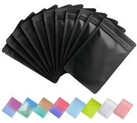 Plaphy 100 Sacchetti Mylar in Alluminio Richiudibili con Zip, Bustine in Mylar Ermetiche per Alimenti, Buste Opache e Piatte per Confezionamento e Conservazione (Nero, 16 x 24 cm)