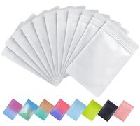 Plaphy 100 Sacchetti Mylar in Alluminio Richiudibili con Zip, Bustine in Mylar Ermetiche per Alimenti, Buste Opache e Piatte per Confezionamento e Conservazione (Bianco, 9 x 16 cm)