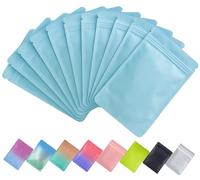 Plaphy 100 Sacchetti Mylar in Alluminio Richiudibili con Zip, Bustine in Mylar Ermetiche per Alimenti, Buste Opache e Piatte per Confezionamento e Conservazione (Blu, 9 x 16 cm)