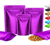 Plaphy 100 Sacchetti Mylar in Alluminio Stand-Up Richiudibili con Zip, Buste Ermetiche Autoportanti e Opache per Alimenti, Confezionamento e Conservazione Caffè, Tè e Caramelle (Viola, 12 x 20 cm)