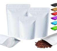Plaphy 100 Sacchetti Mylar in Alluminio Stand-Up Richiudibili con Zip, Buste Ermetiche Autoportanti e Opache per Alimenti, Confezionamento e Conservazione Caffè, Tè e Caramelle (Bianco, 10 x 15 cm)
