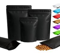 Plaphy 100 Sacchetti Mylar in Alluminio Stand-Up Richiudibili con Zip, Buste Ermetiche Autoportanti e Opache per Alimenti, Confezionamento e Conservazione Caffè, Tè e Caramelle (Nero, 15 x 22 cm)