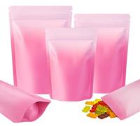 Plaphy 100 Sacchetti Mylar in Alluminio Stand-Up Richiudibili con Zip, Buste Ermetiche Autoportanti per Alimenti, Confezionamento e Conservazione Caffè, Tè e Caramelle (Rosa e Bianco, 10 x 15 cm)