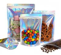 Plaphy 100 Sacchetti Olografici Stand-Up con Zip, Bustine Mylar in Alluminio Richiudibili, Buste Trasparenti Ermetiche per Alimenti, Confezionamento e Conservazione Caffè, Tè e Caramelle (16 x 24 cm)