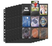 PLAPOT 100 Pezzi Custodie per Carte da Collezione Doppia Faccia, 1800 Tasche Raccoglitore Pokemon, 11 Fori per Gioco Collezionabili, Buste per Foto Basket Calcio