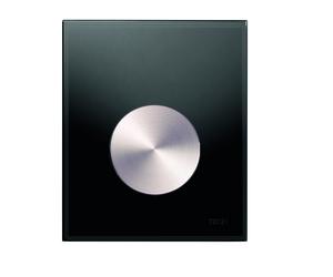 Plaque d'actionnement d'urinoir TECE Plaque d'actionnement d'urinoir TECEloop verre y compris cartouche, 9242663, 9242663, Colorazione: Vetro nero, pulsante rotondo in acciaio inox spazzolato (anti-im