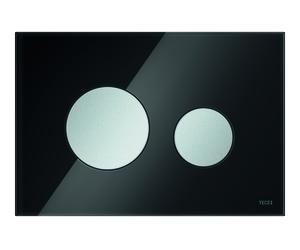 Plaque d'actionnement TECE WC Verre TECEloop pour la technologie à double quantité, 9240655, 9240655, Colorazione: Vetro nero, bottone cromato opaco