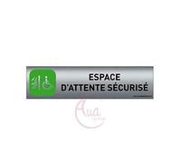 Plaque de porte aluminium brossé imprimé -Dimensions 200 x 50 mm - Double face adhésif au dos - Impression UV directement sur l'aluminium (Pas de contre collage) (Espace attente)