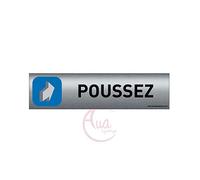 Plaque de porte aluminium brossé imprimé -Dimensions 200 x 50 mm - Double face adhésif au dos - Impression UV directement sur l'aluminium (Pas de contre collage) (Poussez horizontal)