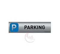 Plaque de porte aluminium brossé imprimé -Dimensions 200 x 50 mm - Double face adhésif au dos - Impression UV directement sur l'aluminium (Pas de contre collage) (Parking)