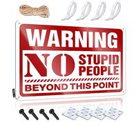 Plaques Decore Decorazione da parete | Attenzione No Stupid People Beyond This Point Fluffy per garage casa (20 x 30 cm)
