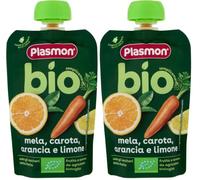 Plasmon BIO Frullati Frutta Mela, Carota, Arancia e Limone - 100 g (6 Pezzi) (Confezione da 2)