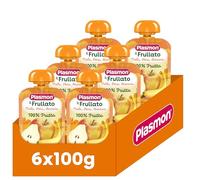 Plasmon 100% Frutta Mela, Pera, Banana 100g 6 Pouch Con aggiunta di Vitamina C, solo gli zuccheri della frutta