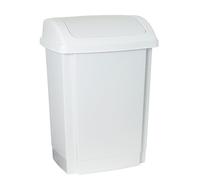 Plast Team 13460800, Pattumiera con Coperchio Basculante, in plastica, 15 l, Colore: Bianco