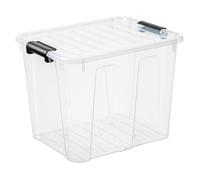 Plast Team Home Box Scatola Contenitore con Coperchio e Manici 40L Stoccaggio (Trasparente)