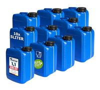 plasteo® 10 taniche da 5 litri, con chiusura di sicurezza (DIN 51), adatte per alimenti, impilabili e stabili, qualità pesante, resistenti e durevoli, per interni ed esterni, senza BPA, blu