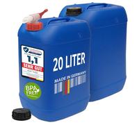 plasteo 2 taniche per bevande da 20 litri con 1 rubinetto e 2 coperchi a vite (DIN 61), per alimenti, senza BPA, portatile, blu