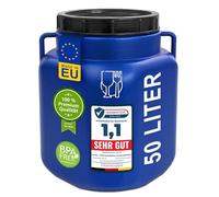 Plasteo® 50 litri Barile a bocca larga con coperchio e maniglie, angolare, blu, adatto per alimenti e privo di BPA, contenitore per mangime, barile in plastica, barile universale, barile con coperchio