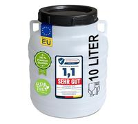 plasteo Barilotto a collo largo, 10 l, con manico, per alimenti, senza BPA, rotondo, naturale, universale