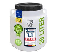 plasteo Barilotto a collo largo con coperchio a vite e maniglie, anello di serraggio in plastica universale per alimenti acqua piovana 20 litri di colore naturale rettangolare