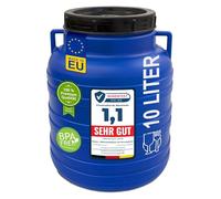 plasteo Botte a collo largo con coperchio a vite e manico, in plastica, universale, per alimenti, per acqua piovana (10 litri, rotondo, blu)