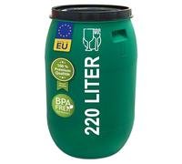 Plasteo Botte per acqua piovana da 220 litri con coperchio in HDPE senza BPA