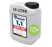 plasteo® Tanica da 10 litri a collo largo (chiusura 96 OV-A), adatta per alimenti, portatile e robusta, tanica per acqua da campeggio, senza BPA, prodotta in Germania