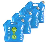 plasteo® Tanica pieghevole per acqua potabile, 4 x 10 l, senza BPA, per acqua potabile, campeggio, festival, giardino, contenitore pieghevole, di emergenza, stabile, a prova di perdite, leggera e