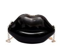 Plastic Candy Color Crossbdy Bag Lip Shape Shoulder Bag Small Evening Purse Phone Pouches with Metal Chain for Women Lip Shape Crossbody Purse