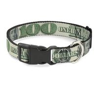 Plastic Clip Collar 100 Dollar Bill CLOSE-UP/Triple Benjamin NARROW-Medium 8.5-1