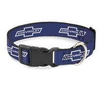 Plastic Clip Collar 1965 CHEVROLET Bowtie Blue/White NARROW-Small 7-8.5"
