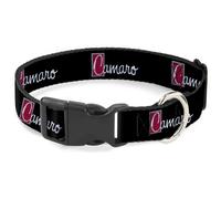 Plastic Clip Collar 1972 CAMARO Script Emblem Black/Silver/Reds WIDE-Medium 16-2