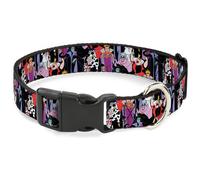Plastic Clip Collar 5-Disney Villains Stacked NARROW-Medium 8.5-12"
