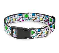 Plastic Clip Collar 90s Nineties Grid Pattern Vibrant Gray/Multi Color NARROW-Me