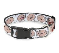 Plastic Clip Collar Adventure Time Finn Expression Blocks White WIDE-Small 13-17