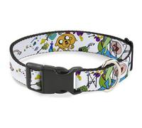 Plastic Clip Collar Adventure Time Jake and Finn Open Pack Pose White Small 9.5-