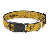 Plastic Clip Collar Adventure Time Jake Dancing and Violin Poses Yellow WIDE-Med