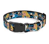 Plastic Clip Collar Alice in Wonderland Poses/Clock/Bottle Diamond/Stripe Black/