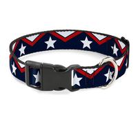 Plastic Clip Collar American Chevron & Stripes White/Red/Blue NARROW-Small 7-8.5