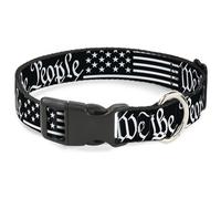 Plastic Clip Collar Americana Flag/WE THE PEOPLE Black/White WIDE-Medium 16-23"