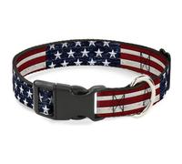 Plastic Clip Collar Americana Rustic Stars & Stripes WIDE-Large 20-31"