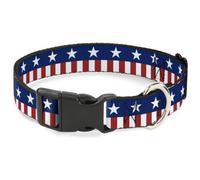 Plastic Clip Collar Americana Stars & Stripes2 Blue/White/Red/White WIDE-Small 1