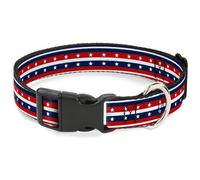Plastic Clip Collar Americana Stripe w/Stars2 Blue/Red/White NARROW-Small 7-8.5"