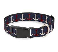 Plastic Clip Collar Anchor3 C/U Navy/Red/Cream NARROW-Medium 8.5-12"