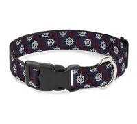 Plastic Clip Collar Anchor3/Helm Monogram Navy/Red/Cream NARROW-Large 9.5-14.5"
