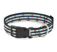 Plastic Clip Collar Anchors w/Stripes White/Blue/Red NARROW-Medium 8.5-12"