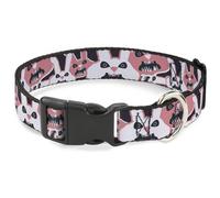 Plastic Clip Collar Angry Bunnies Gray/Pinks WIDE-Medium 16-23"