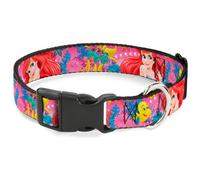 Plastic Clip Collar Ariel/Flounder/Fish Trio Poses Pinks Medium 11-16.5"
