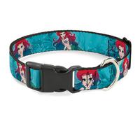 Plastic Clip Collar Ariel Poses Coral & Castle Blues/Reds Medium 11-16.5"